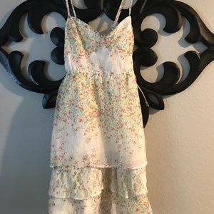 cream colored summer dress with tiny flowers